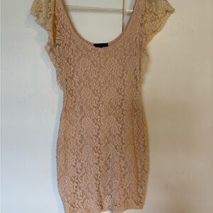 Material Girl Lace Mini Dress in Cream
